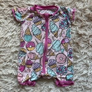 Little Sleepies Shorty Zippy Size 3-6 Months Donuts & Ice Cream